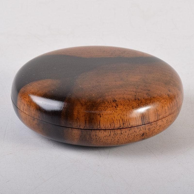 茶道具　福田芳朗作　黒柿香合　共布共箱　V　R8866