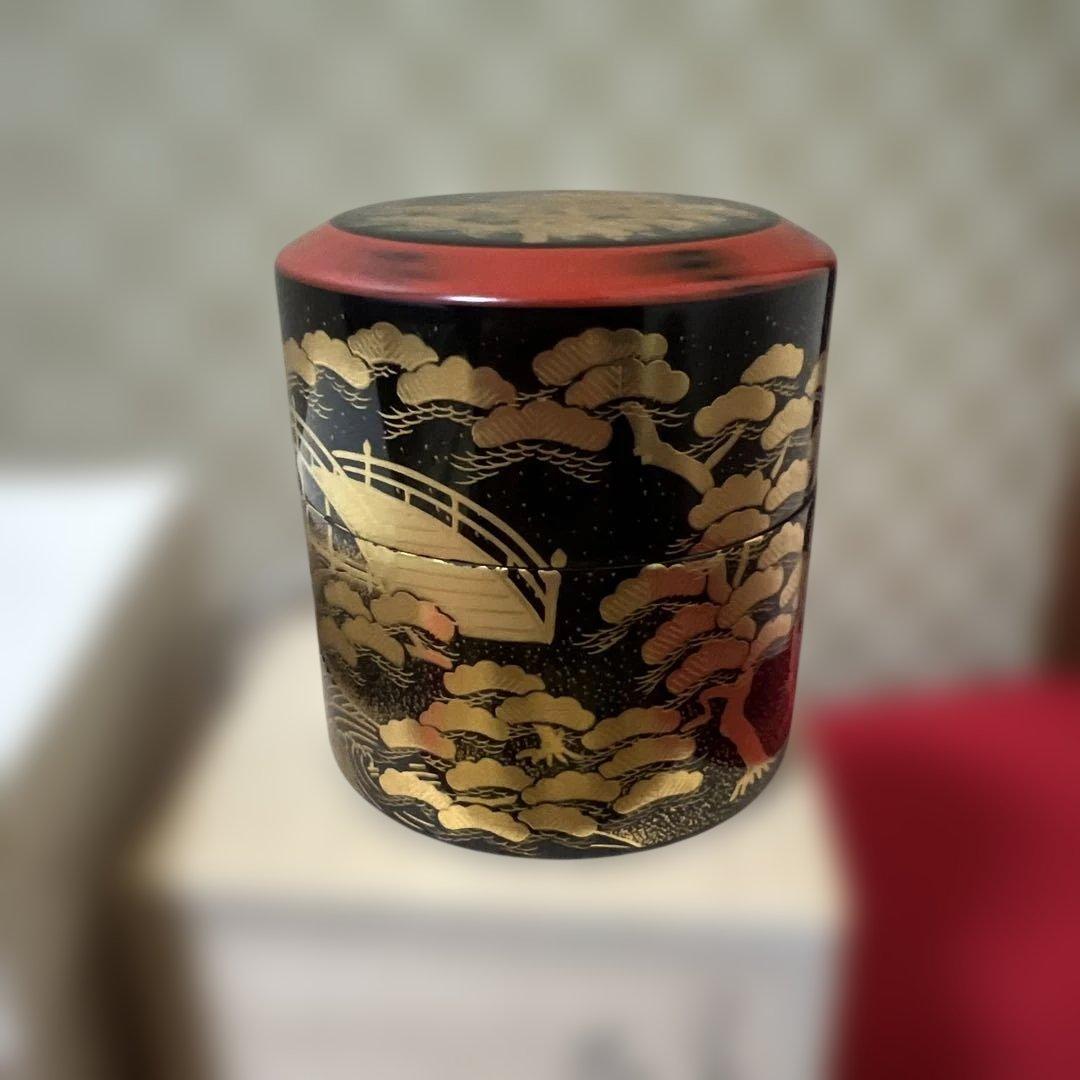 「新品」加賀塗師・和田寿峰作 住吉蒔絵 茶器　桐共箱