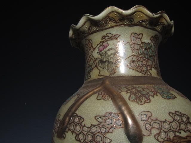 【期間限定値下】古薩摩 金襴七福神文大花瓶 全高51ｃｍ o462