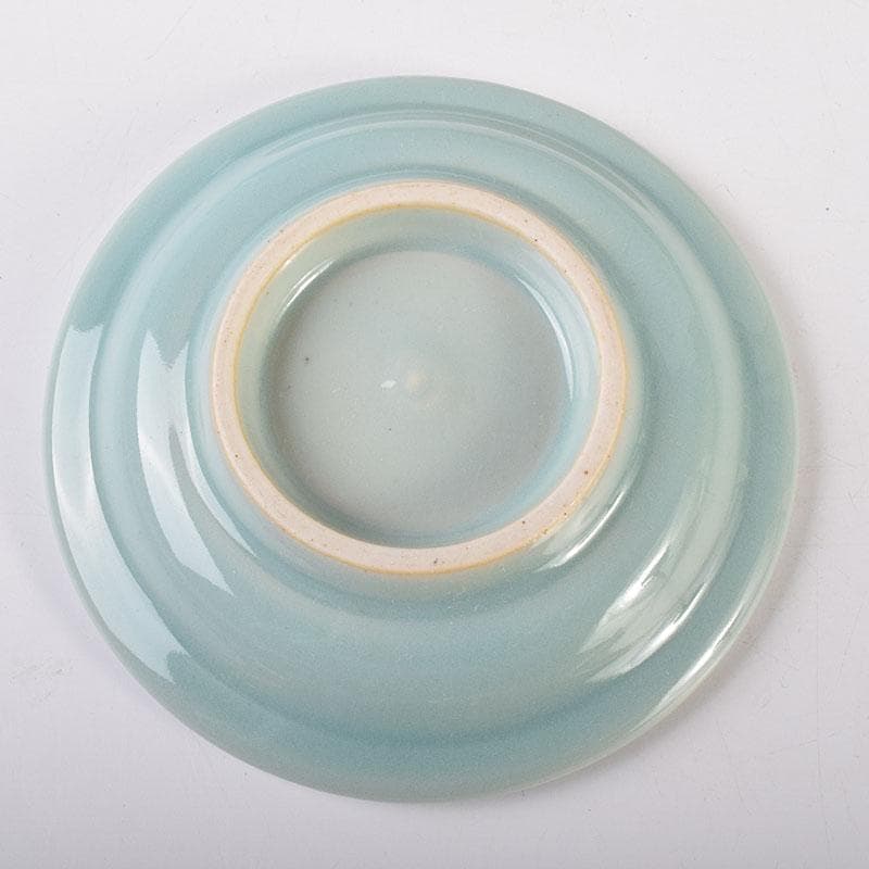 和食器　木野皿山窯　上田恒次作　青磁鎬手　銘々皿　7客　共箱　V　R7751