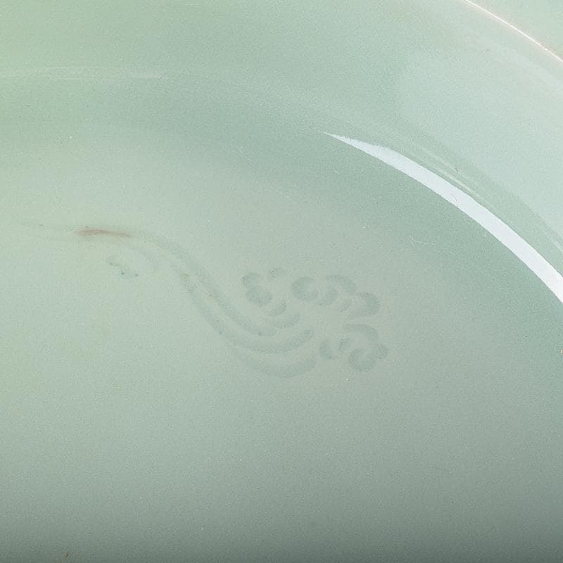 茶道具　京焼　初代宮永東山作　青磁八稜式瑞雲文　水盤　共箱　D　R7858B