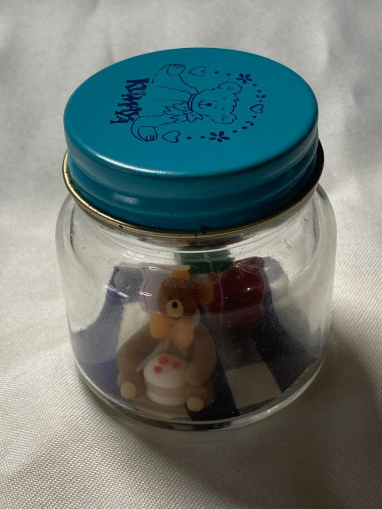 【※片耳欠けあり】　KUMAYA テディベア 瓶詰めミニチュア 瓶入り置物