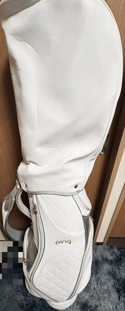 PING ホワイト キャディバッグ ダイヤモンドキルティング