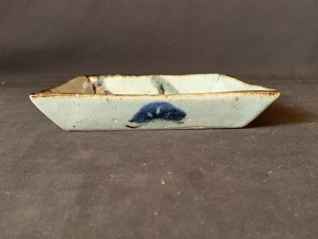 廣永窯 坪島土平造 梅絵 染付 四方鉢 共箱 茶道具 川喜田半泥子師事860