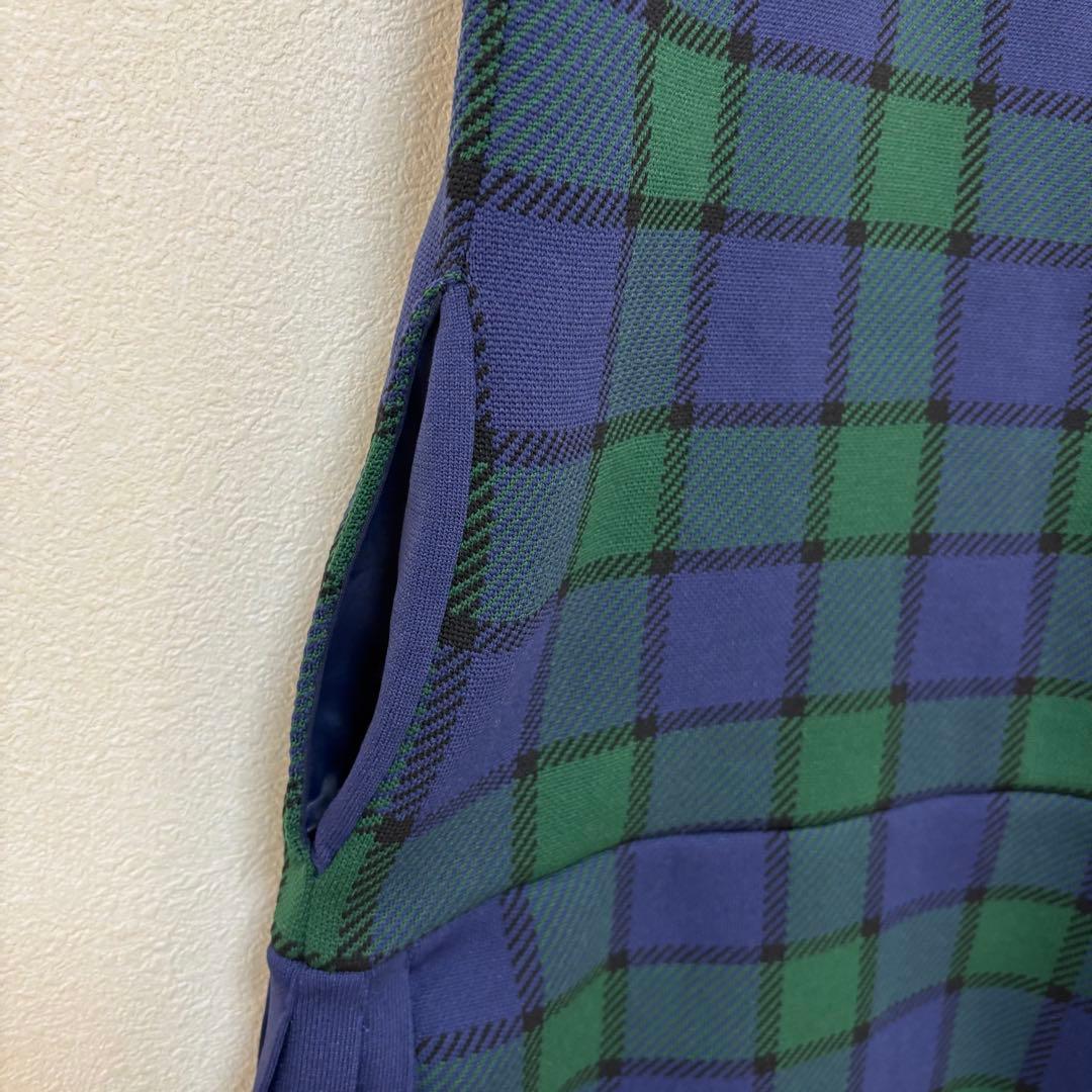 【新品】パーリーゲイツ 光栓 チェック柄 ノースリーブ ワンピース ニット