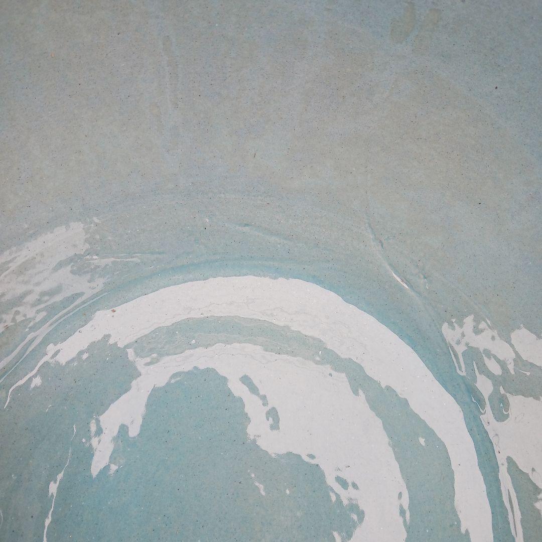 新品　∅50　陶器　睡蓮鉢　大型　メダカ鉢　難有　手書き絵　花柄　手造りLKB4