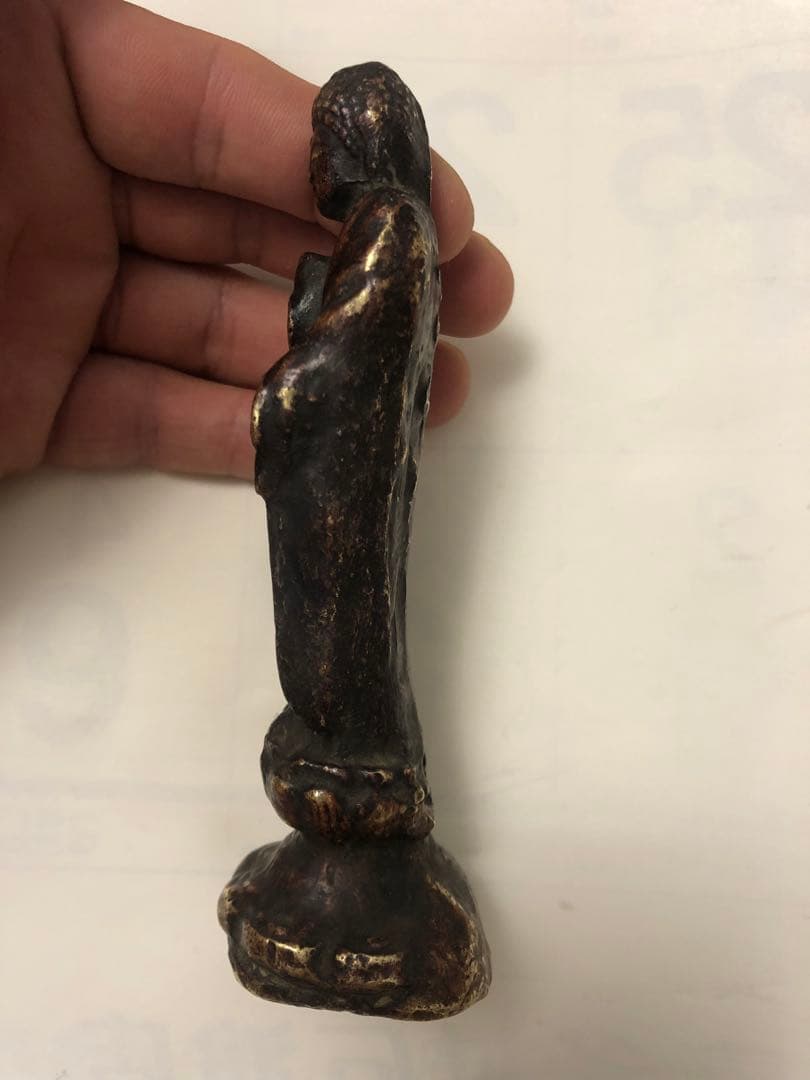 古董，阿弥陀如来像，中国清時代，古铜製，旧家藏出。