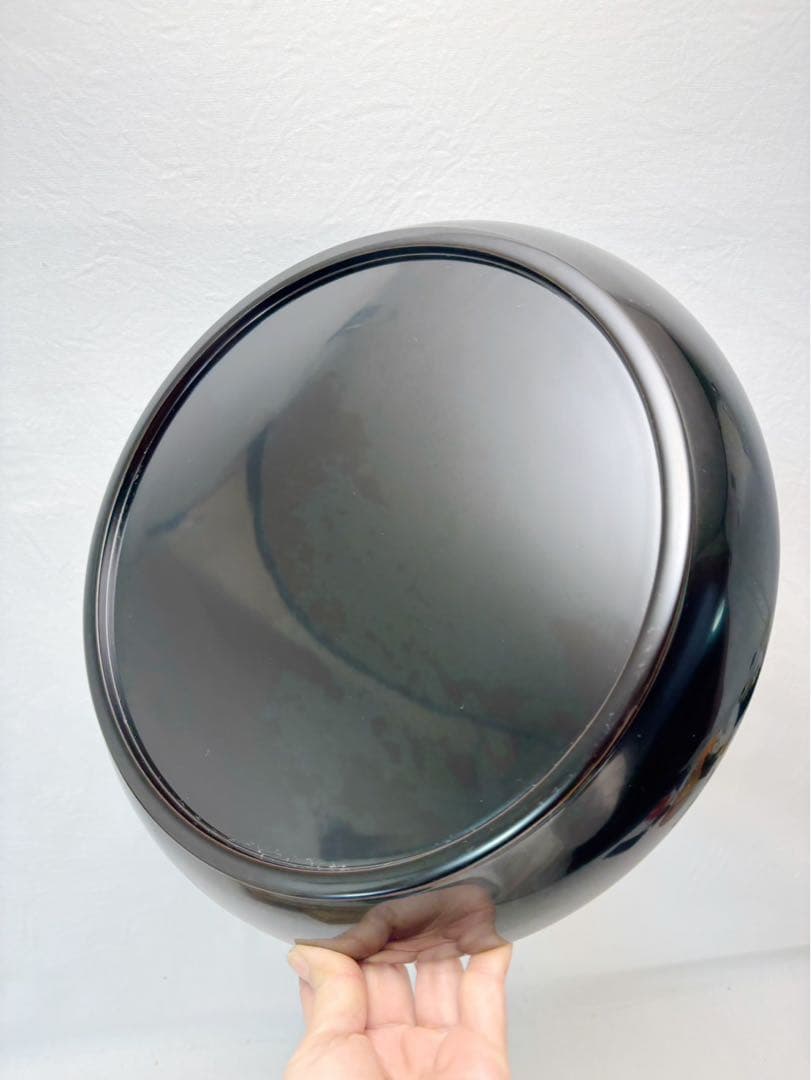 美品 茶道具 木製黒真塗 大円盆 圓能斎好 茶懐石 木工芸 漆工芸 元箱