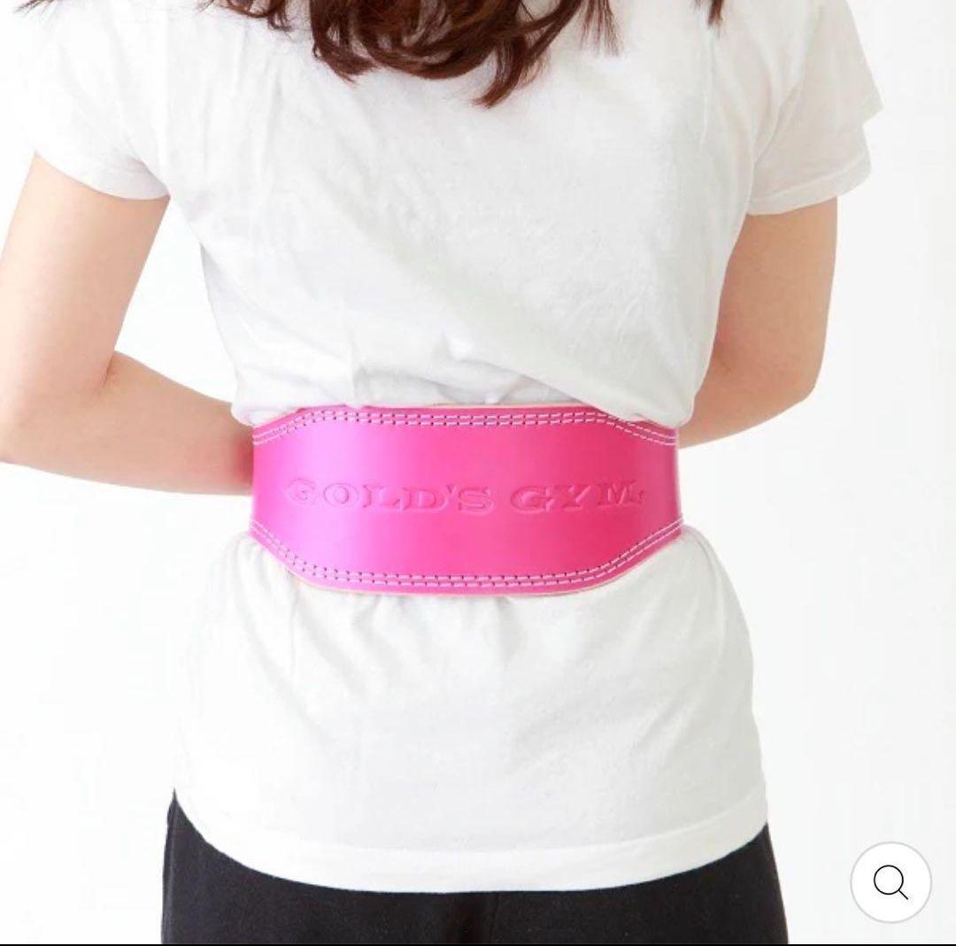 【未使用】GOLD'S GYM高級レザーウェストベルトEXピンクゴールドジム