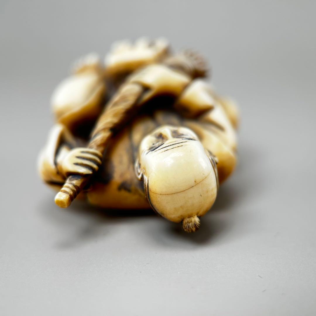 人物像彫刻極上根付天然素材アンティーク骨董飾り物古美術置物細密細工