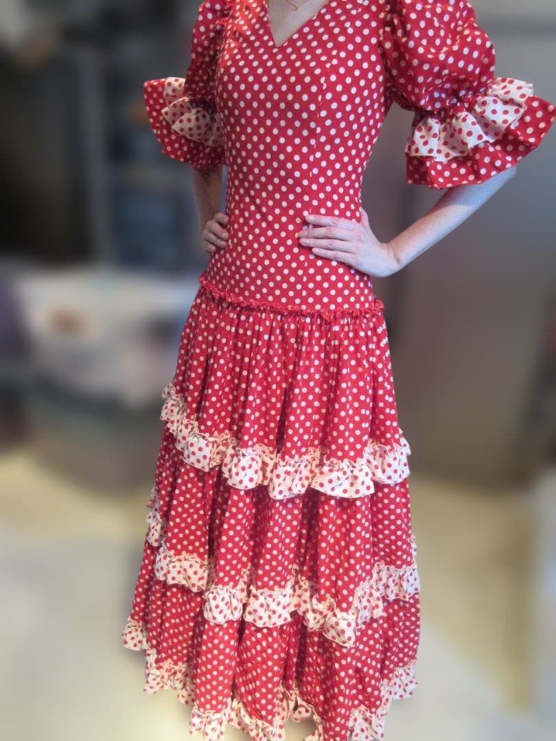 Bordados Floridos フラメンコドレス 赤 水玉