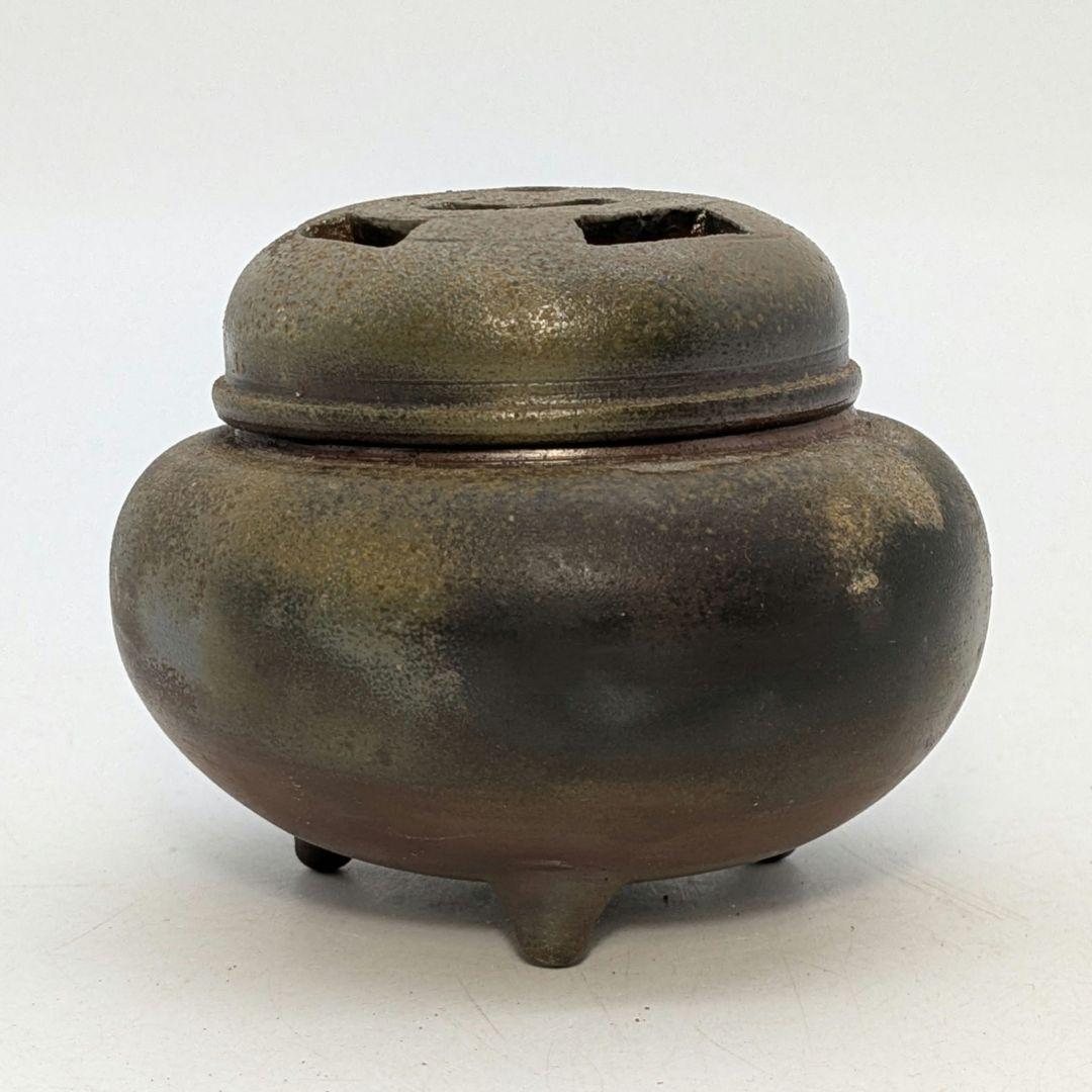 岡山県重要無形文化財 二代目藤田龍峰 備前焼 香炉 共箱共布栞 香爐 香道具