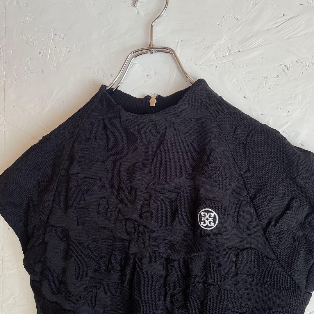 程度良好 ゴルフウェア【G/FORE】半袖ジャガードニットワンピース　黒　38