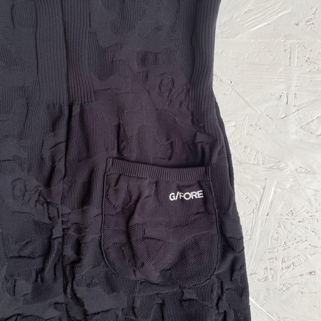 程度良好 ゴルフウェア【G/FORE】半袖ジャガードニットワンピース　黒　38