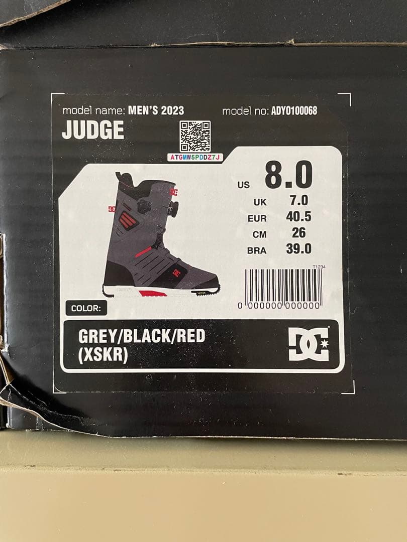 DC JUDGE 2023 スノーボードブーツ グレー/レッド