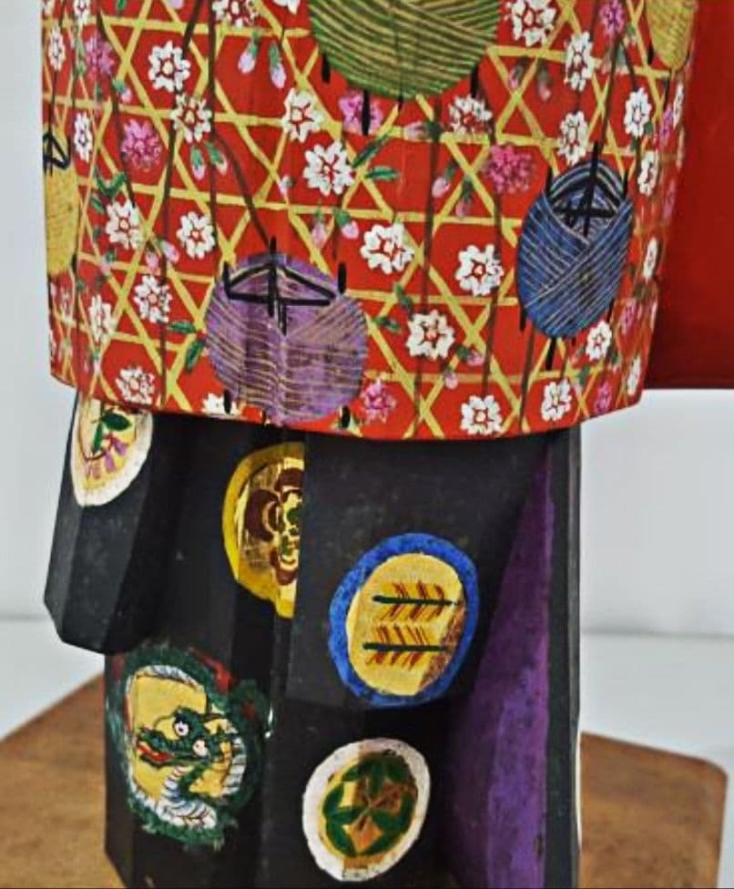 一刀彫 泉鶴寿斎 作 在銘 木彫極彩色能人形