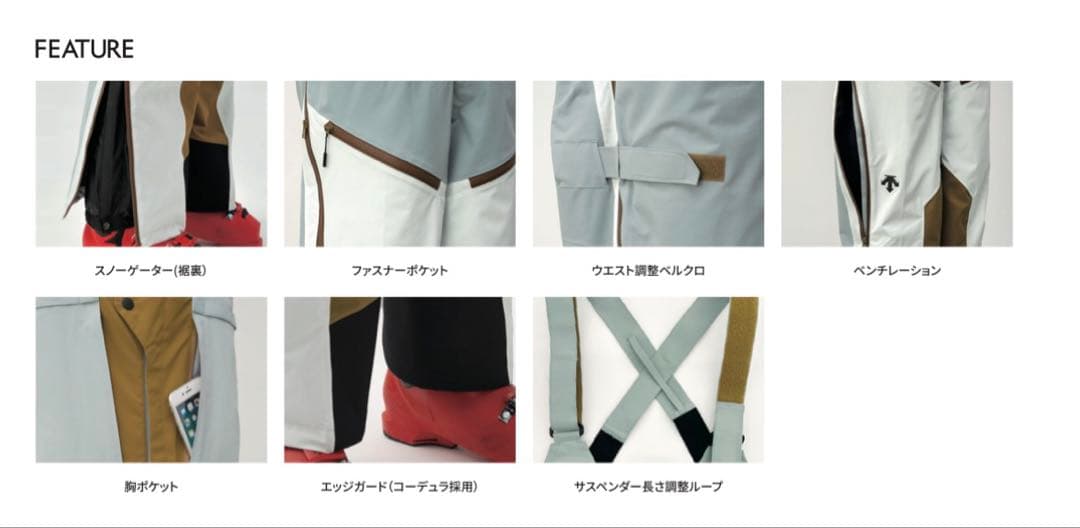 (新品・未使用) DESCENTE スキーウェア パンツ グレー×ホワイト