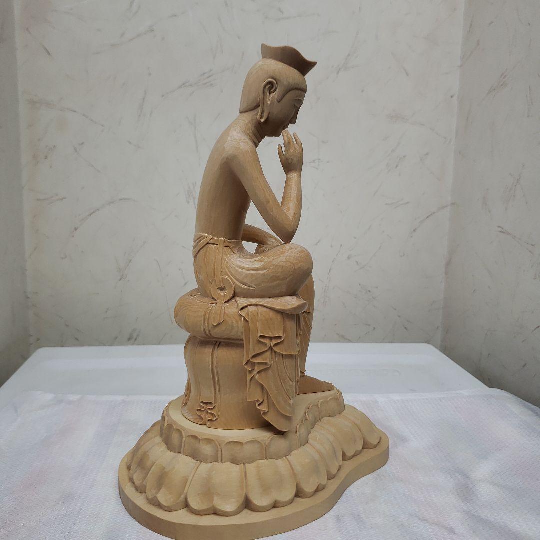 Ｂフライデー蔵出し特価　希少仏像★ヒバ材１木造り 弥勒菩薩半跏像4寸