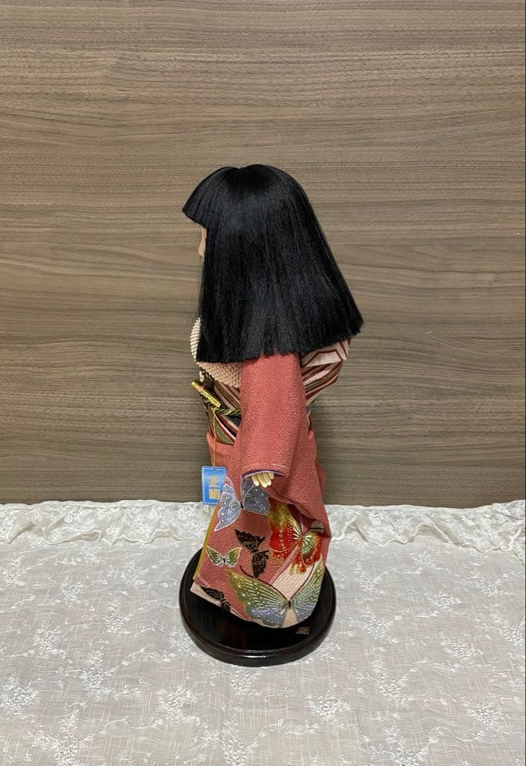 【極美品】★久月「正絹 市松人形」13号／ガラスケース付き★