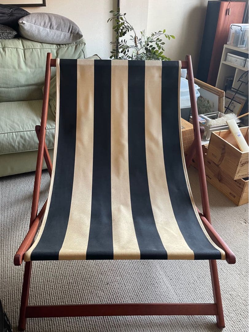 ★ フランス製　天然木　デッキチェア　　　リクライニングチェア　ガーデンチェア