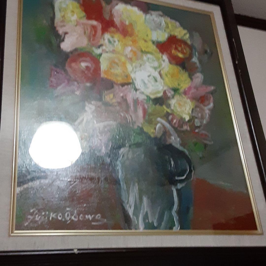 ❤大澤 扶二子 絵画(❁ᴗ͈ˬᴗ͈)薔薇油彩F８号