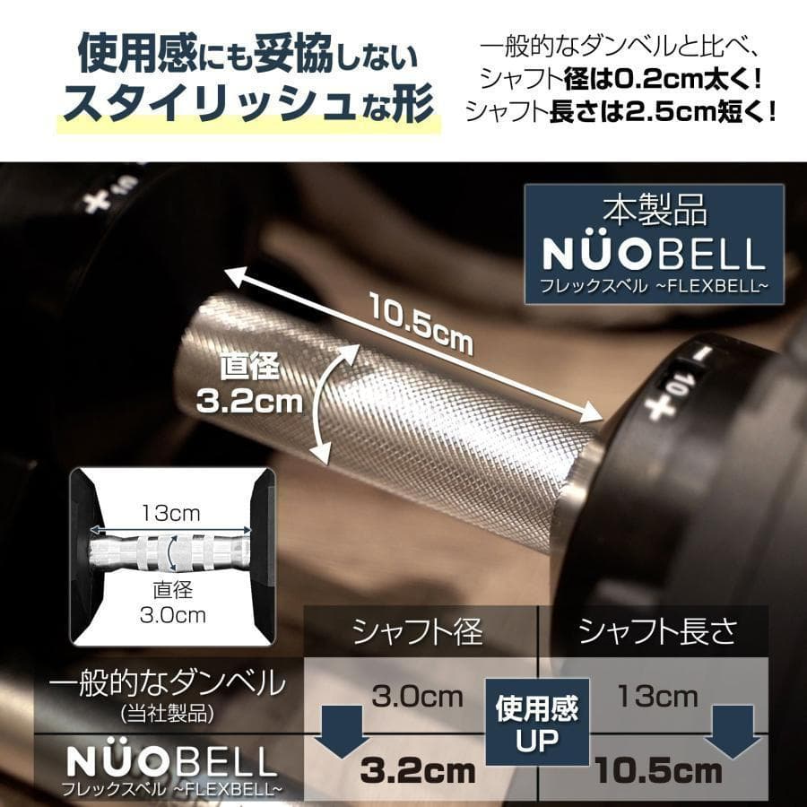 フレックスベル 32kg 単品 (NUO正規代理店品) 可変式ダンベル（黒）