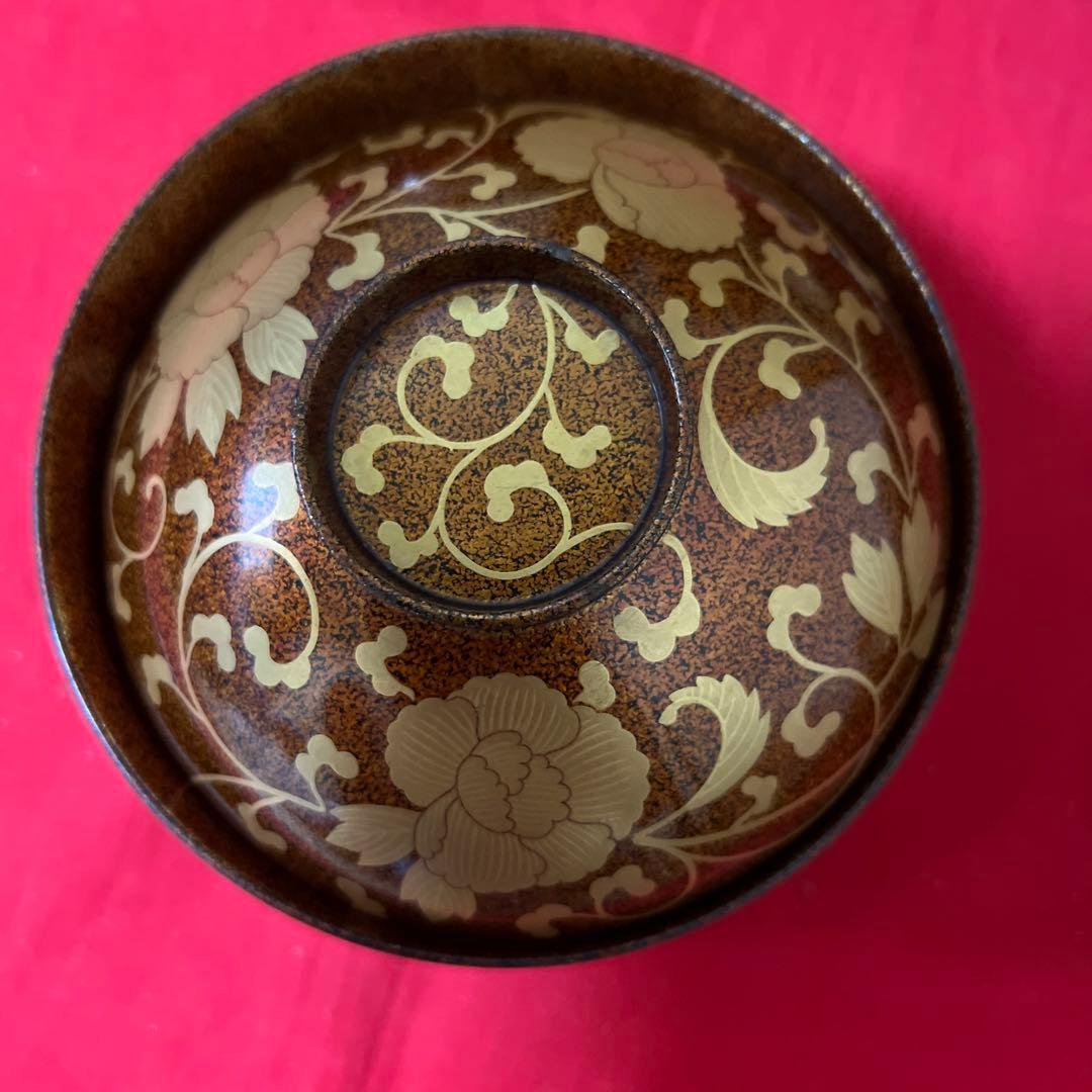 梨子地蒔絵吸物椀　10客供箱