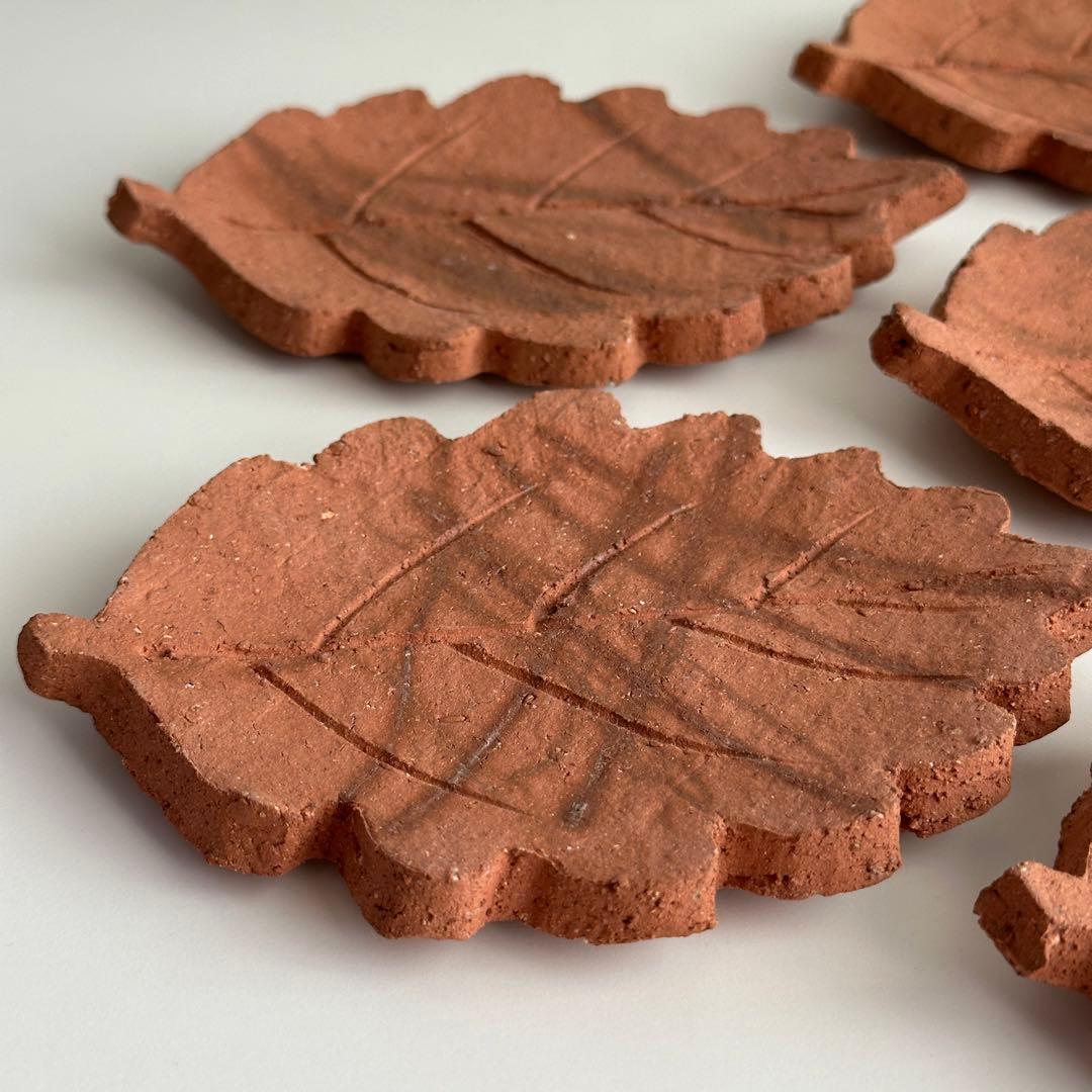 各見政峯 備前 皿 緋襷 葉皿 5枚 共箱