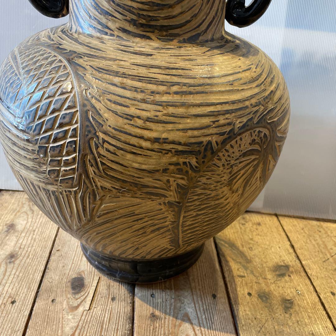 志がらき焼　飾り壺・双耳壺・花器・インテリア・大きいサイズ