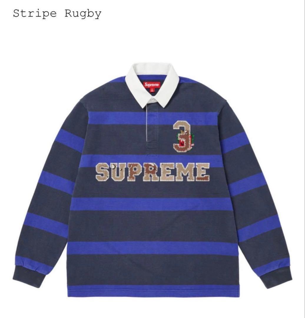 ウェア Supreme stripe rugby NAVY