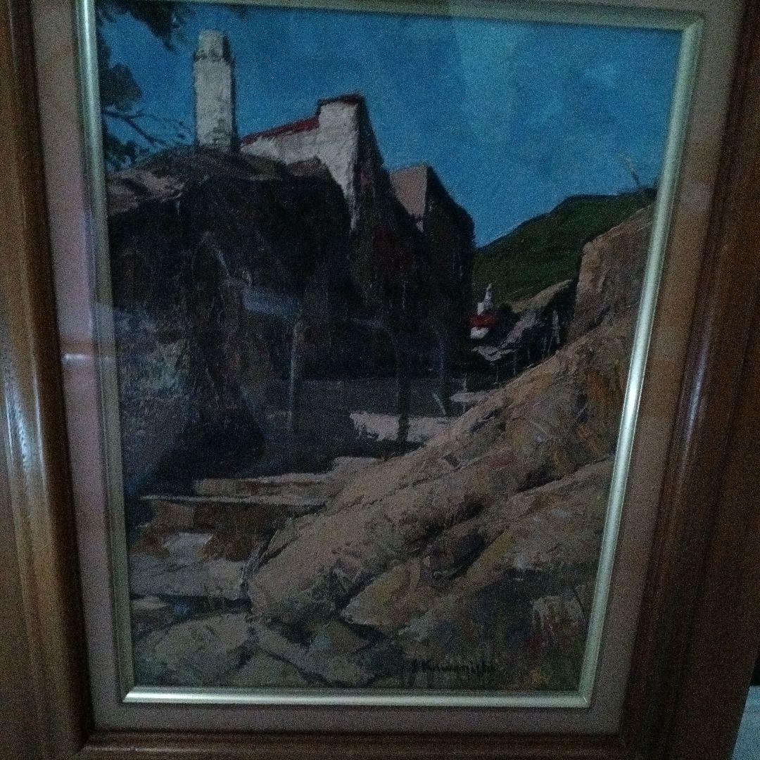 ４号　油絵　河西昭治　「切り通しの石段」