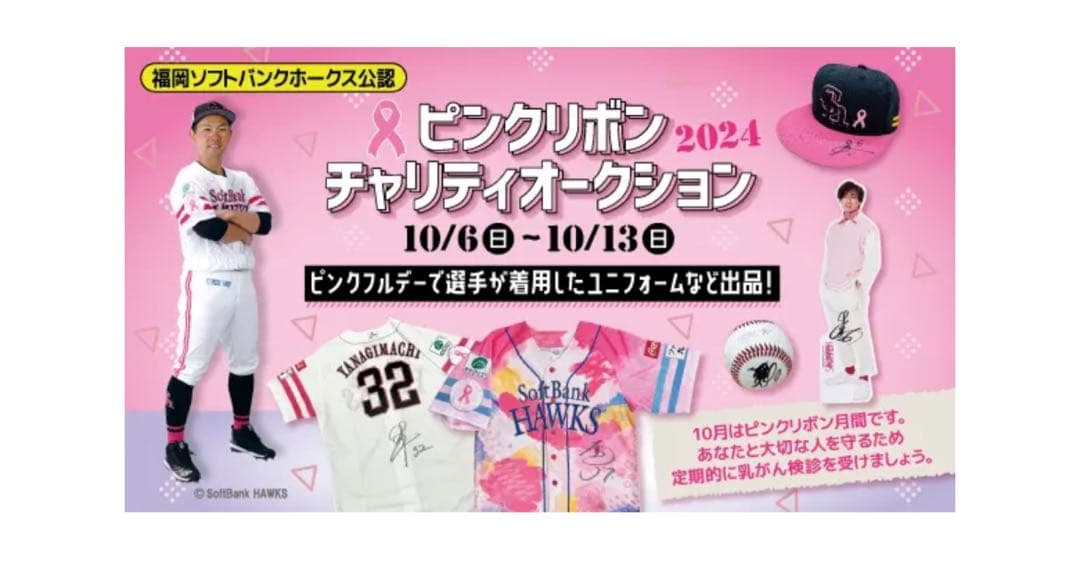 【レア選手仕様直筆サイン入り】44笹川選手2024年ピンクフルデー公式チャリティ