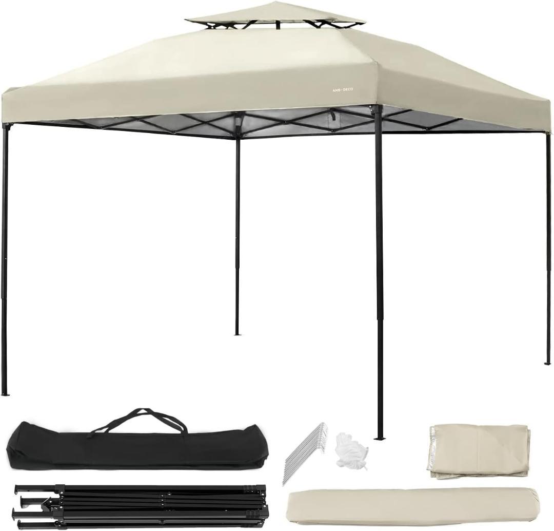 【開封済 未使用品】モダンデコ タープテント 3m ワンタッチ サンドベージュ