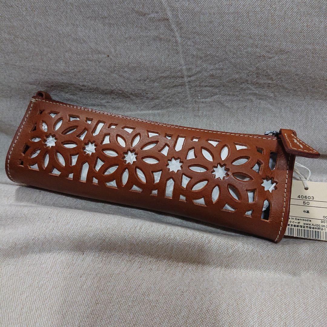 ゲンテン カットワーク ペンケース ブラウン 新品未使用 genten