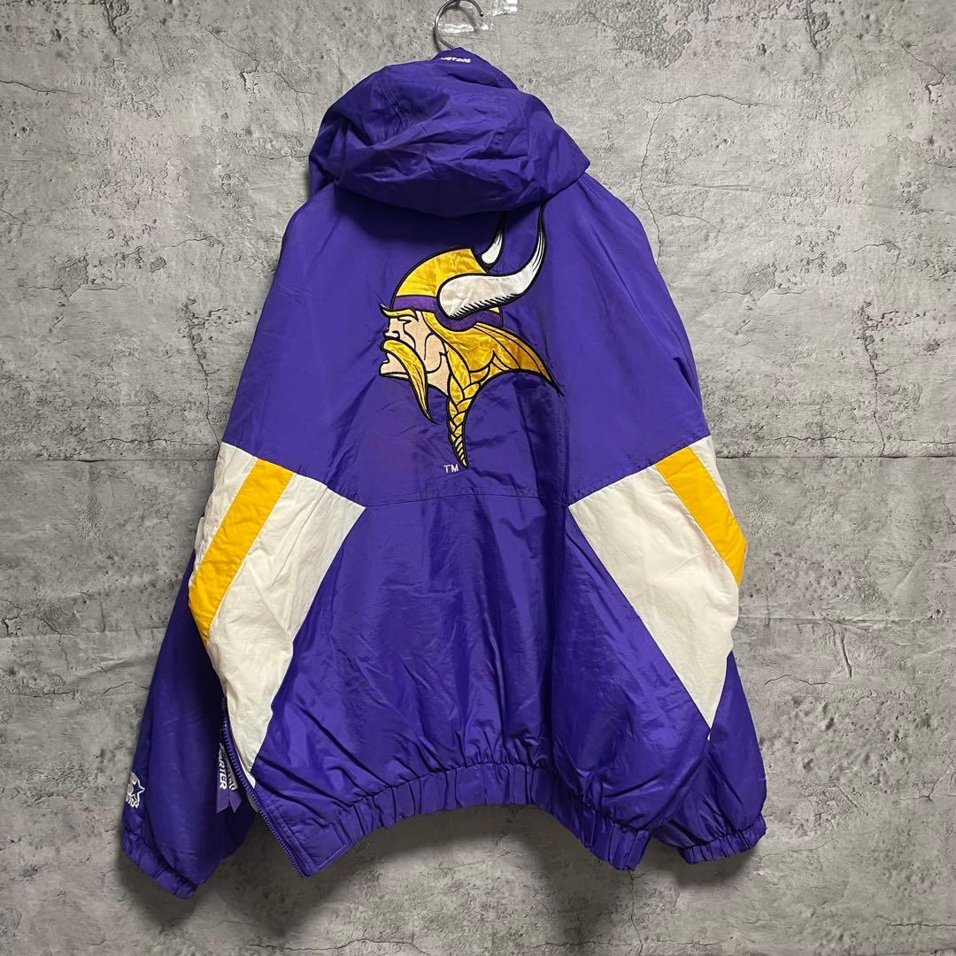 NFL VIKINGS ハーフジップ　ジャンパー　冬物　刺繍　パープル　古着　L