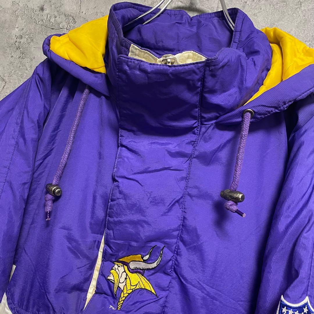 NFL VIKINGS ハーフジップ　ジャンパー　冬物　刺繍　パープル　古着　L