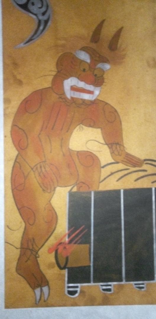 模写大津絵、鬼の行水、額付き