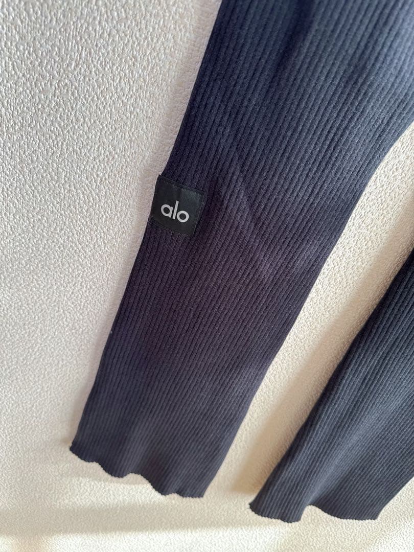 ALO YOGA ロングニットパンツ / リブニット ワイドフレア S
