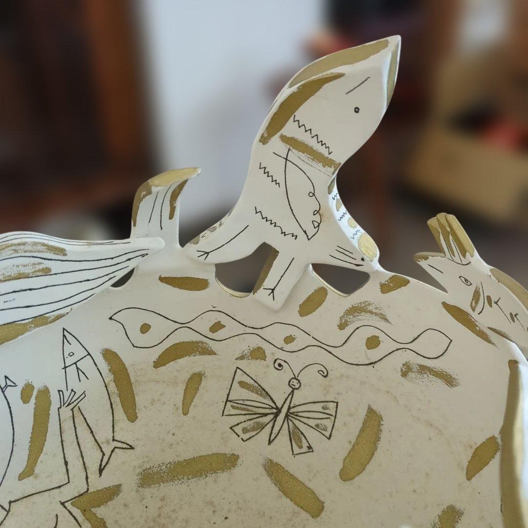 レトロ　オブジェ　手描き　作家　物入れ　ディスプレイ　アート