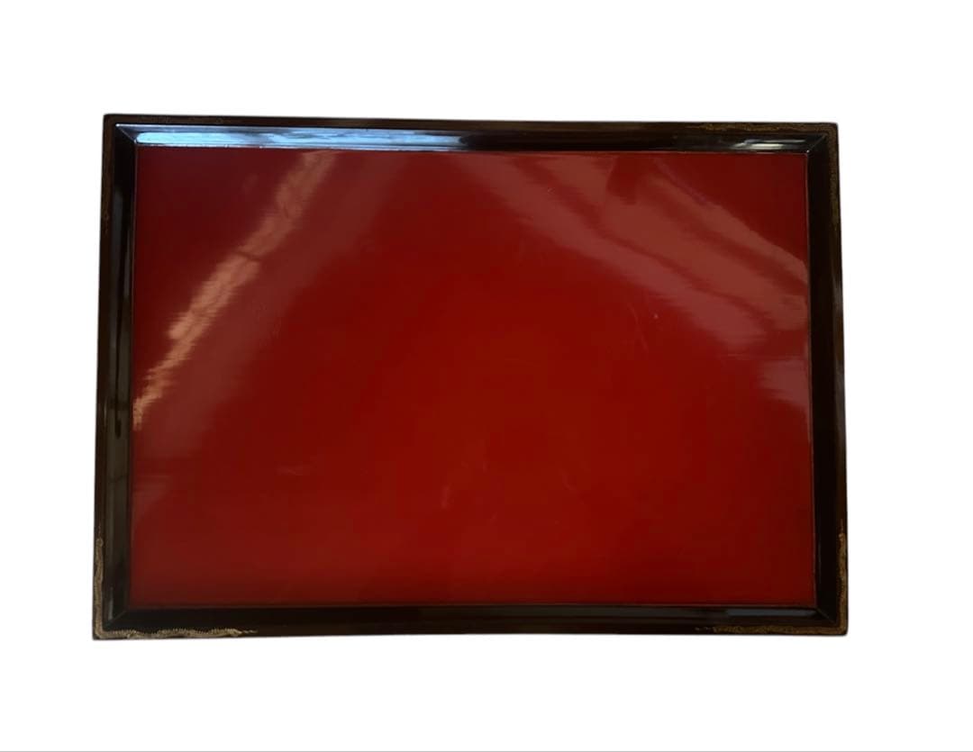 アンティーク 入れ子 机 輪島塗 脚付膳 一対 明治期 廣盆 蒔絵 黒朱塗