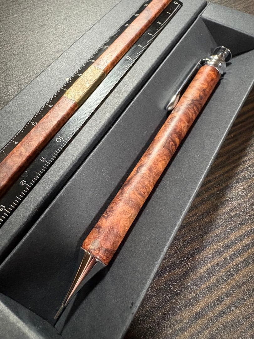 【美品】Flamberg シャープペン 定規（花梨瘤）