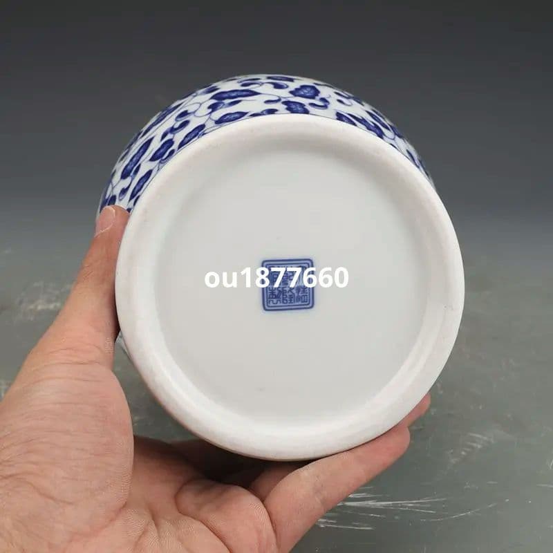 清乾隆青花纏枝紋将軍缶 景徳鎮 陶磁器 装飾品 現代工芸品 美術品 置物