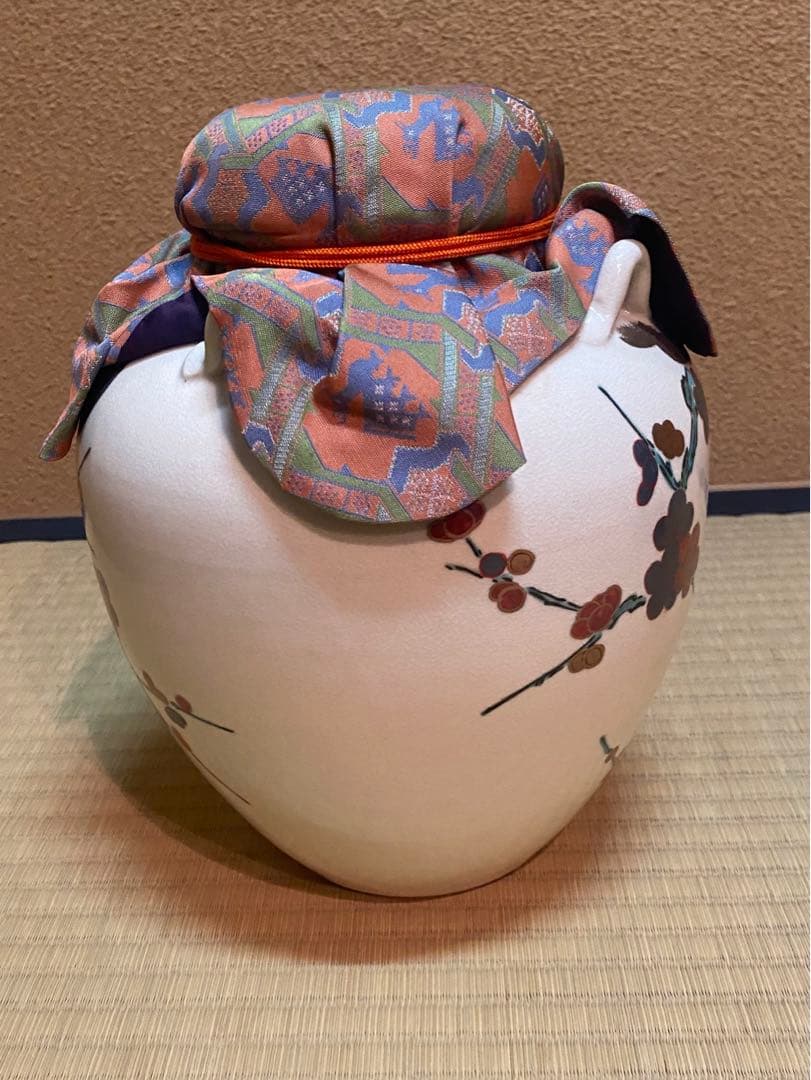 飾り壷　城岳　京焼　梅月文　新古品　茶壺
