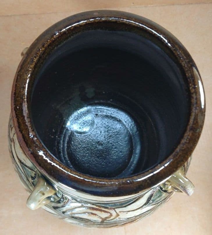 【本物保証】金城次郎 魚紋海老紋四ツ耳花瓶 共箱 栞 人間国宝 美品 壷屋焼