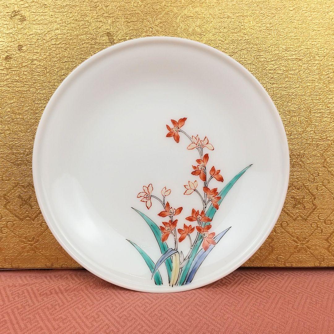 14代酒井田柿右衛門作　染錦秋草鶉文額皿　錦蘭文一輪生　錦蘭文額皿