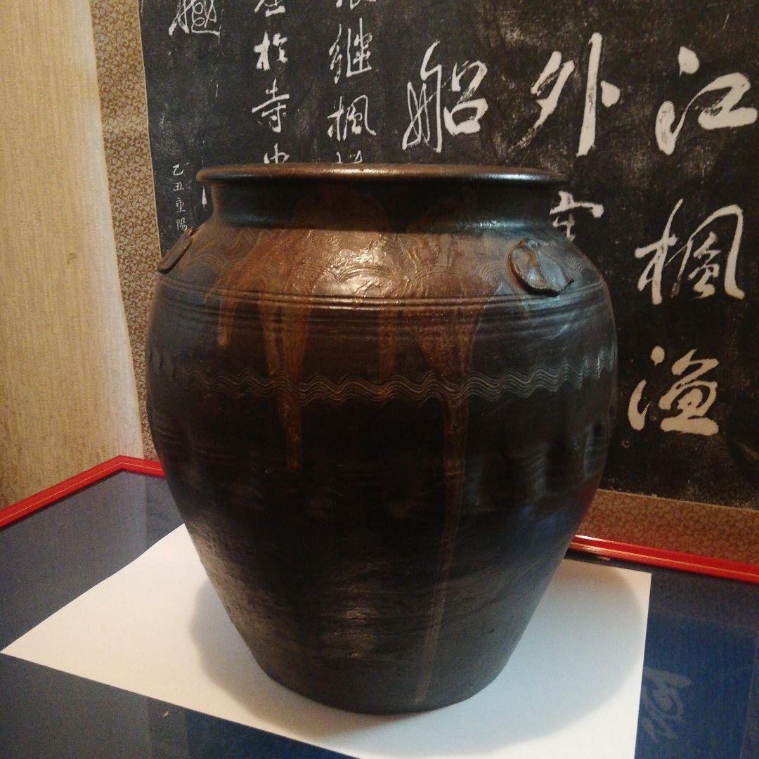 確認用追加画像江戸時代旧家蔵出し時代古陶磁器器傘立て等風流な景色用かめ壺
