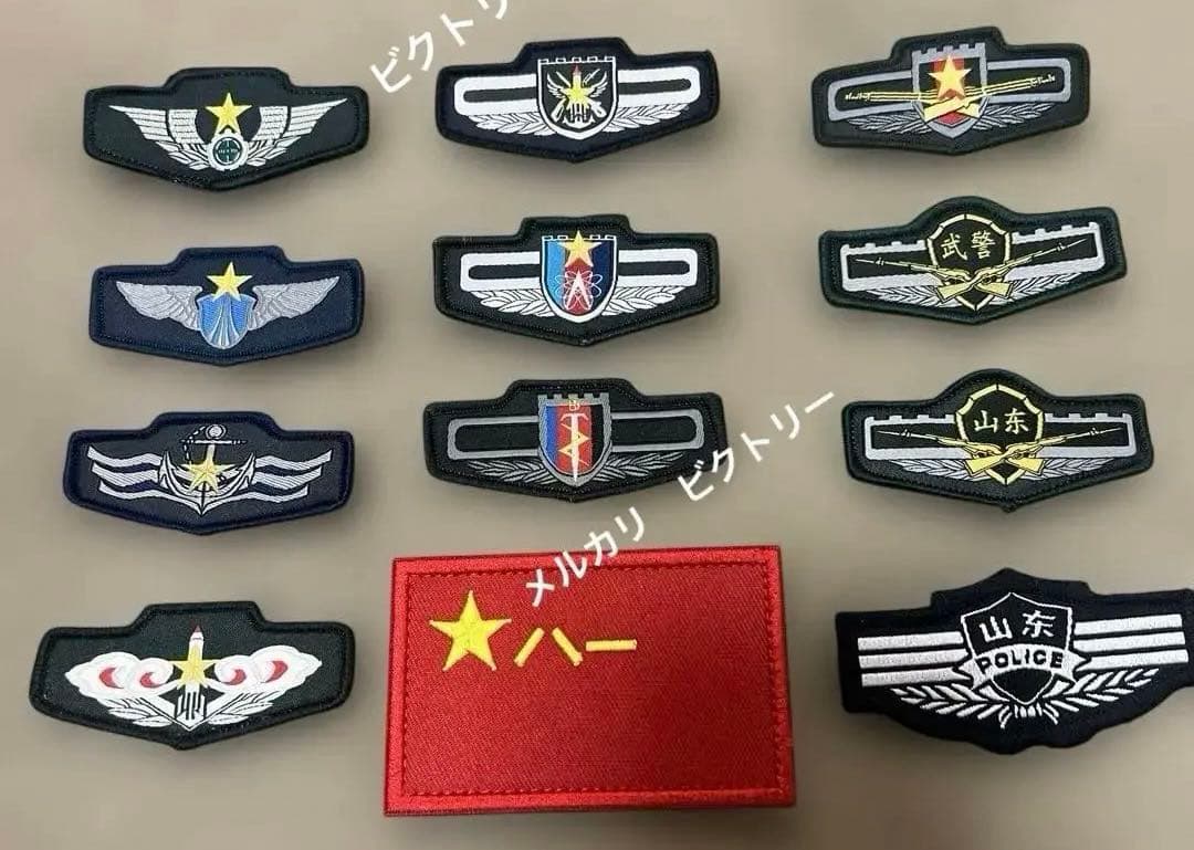 国家機密　現役中国人民解放軍　胸章部隊章ミリタリーパッチ 12枚フルセット