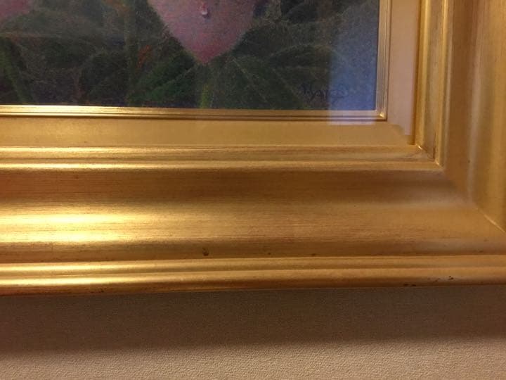 お値下げ　油絵　佐藤哲郎　麗しい薔薇の絵　『爽風』　一滴の雫　美しい点描画　４号