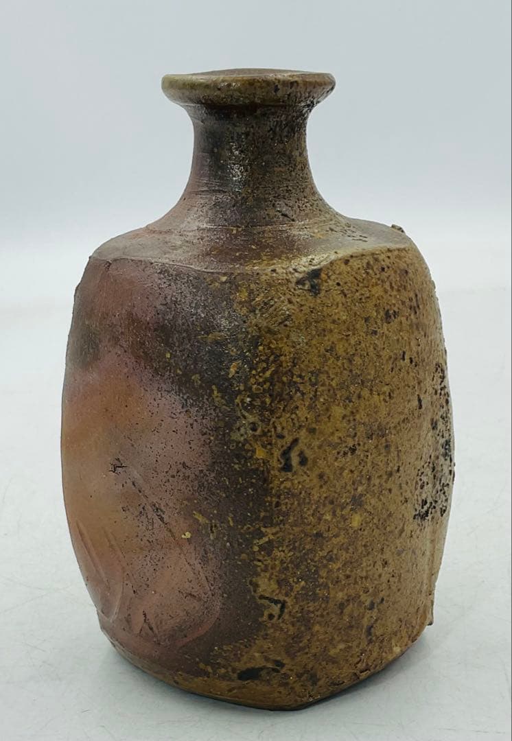 【９２】◉人間国宝・伊勢崎淳先生　備前焼四方徳利　共箱◉