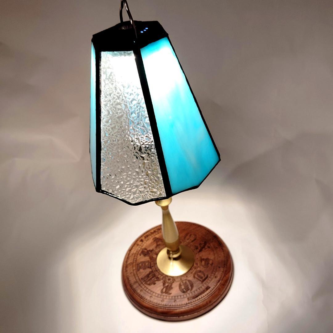 真鍮製　BRASS LAMP STAND　ステンドグラスシェード　セット